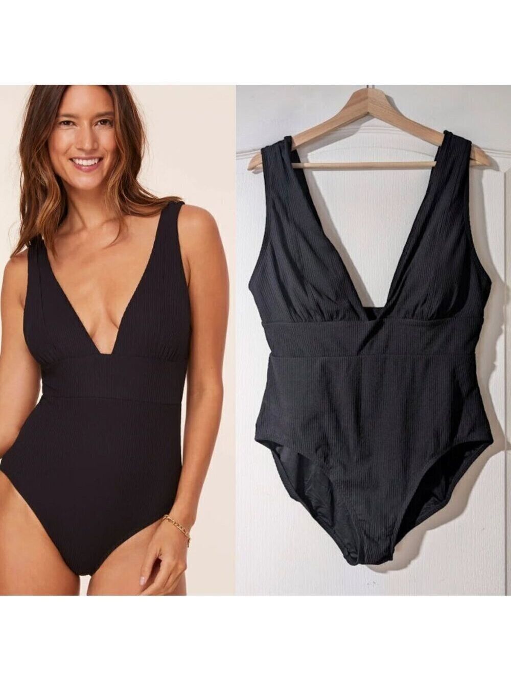 NWT Andie Swim | The Mykonos One Piece Ribbed Black (XL-Long Torso)